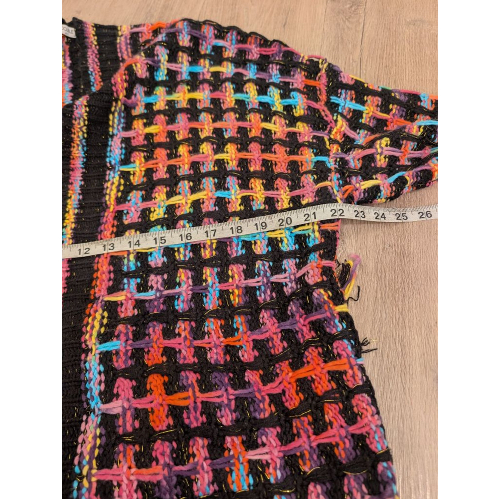 Colorful Woven Duster Coat - Open Front Longline Fringe Sweater XL Festival - Picture 9 of 10